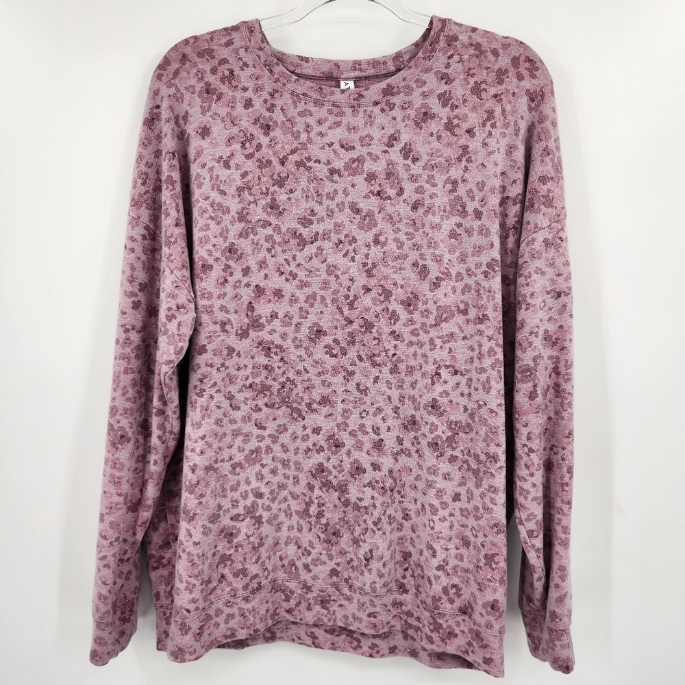 Athleta Studio To Street Splatter Sweatshirt Womens Size Large Pink Mauve